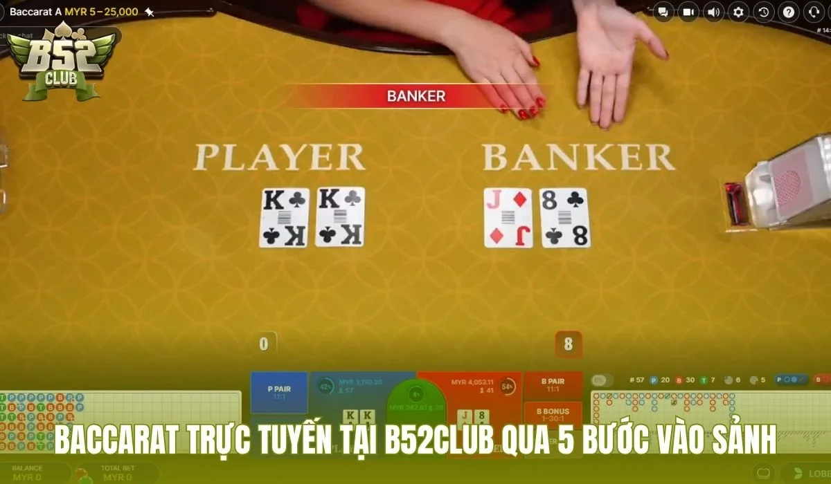 Baccarat trực tuyến tại B52Club qua 5 bước vào sảnh